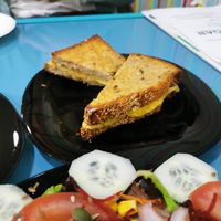 Grilled cheese sandwich (good!) at Vegana By Tentúgal in Porto