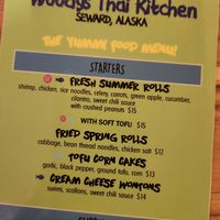 Part of the menu at Woody's Thai Kitchen in Seward