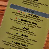 Part of the menu at Woody's Thai Kitchen in Seward