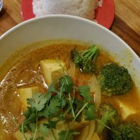 Yellow curry with soft tofu at Woody's Thai Kitchen in Seward