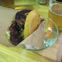 Arepa de berenjena at Condende in Sevilla