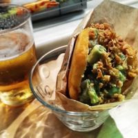 Arepa with guacamole at Condende in Sevilla