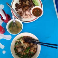 Noodles and mushroom meats :) at Tien Sieng Vegetarian Foods in Chiang Mai