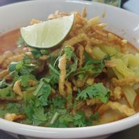 Khao soi at Tien Sieng Vegetarian Foods in Chiang Mai
