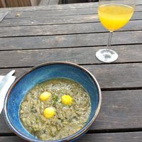 Nigerian ofe soup with fufu at Simone's Kitchen in Antwerpen