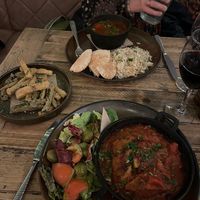 Sweet Potato & Chickpea Tagine & Moussaka with Courgette Fries   at Olive Tree Brasserie in Chester