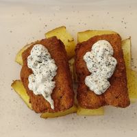 Cachopo seitan con salsa tartara at Platea de Almagro in Almagro