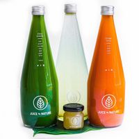 Variety of cold pressed juices at Juice by Nature in Amsterdam