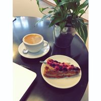 Raw carrot cake (vegan, gluten and refined sugar free) + cappuccino with coconut milk at Juice by Nature in Amsterdam