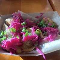 2 sets of fried vegan dumplings - curried sweet potato and five spice tofu shiitake  at Mei Mei in Boston