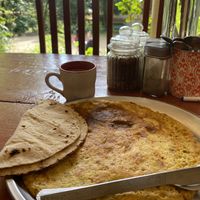 Vegan omelette 🤩  at Trimutri in Dharamkot