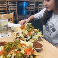 My kid and I love the vegan BBQ tofu nachos at RP Tracks in Memphis