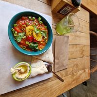 Shakshuka with vegan egg at OM NOM NOM in Lviv
