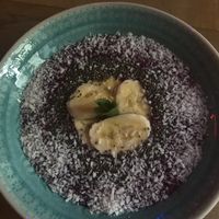 Berry smoothie bowl at OM NOM NOM in Lviv