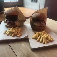 The famous BEYOND MEAT BURGERS at OM NOM NOM in Lviv