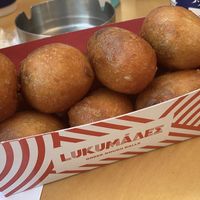 Vegan chocolate praline filled loukoumades at Lukumades in Athens