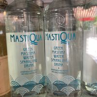 Mastica sparkling water found in the fridge inside at Lukumades in Athens