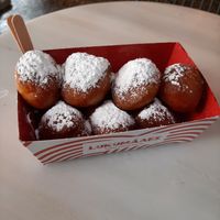 With iced sugar at Lukumades in Athens