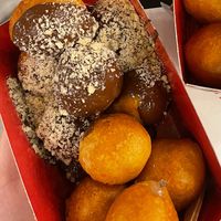 Vegan chocolate praline with hazelnut and apple - cinnamon   at Lukumades in Athens