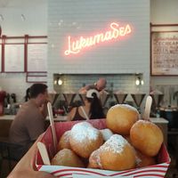 Lukumades with icing sugar €2.90 at Lukumades in Athens