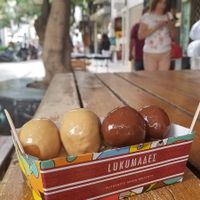 Peanut butter and bitter chocolate  at Lukumades in Athens