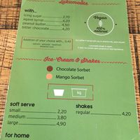 Vegan menu at Lukumades in Athens