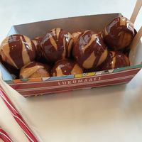 Filled with chocolate praline at Lukumades in Athens