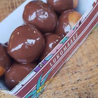 Bitter chocolate topping at Lukumades in Athens