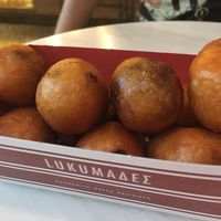 Lukumades filled with chocolate praline at Lukumades in Athens