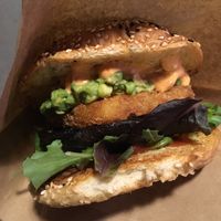 Vegan brunch burger (mushroom, hash brown & avocado) at Freddy & Hicks in Glasgow
