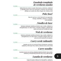 Menú vegano at Le Bistro in Valladolid