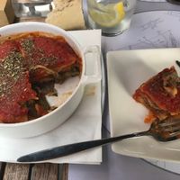 Lovely lasagna at the terrace at Le Bistro in Valladolid