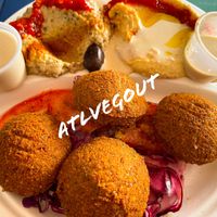 Falafel, hummus, baba ganoush  at Hovan Mediterranean in Atlanta