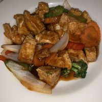 Orange tofu  at Taste of Thai Restaurant in North Conway