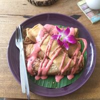 Vegan pancakes with filling  at Wild Tribe Cafe in Koh Samui