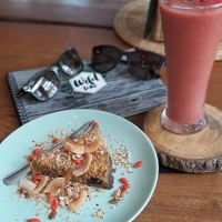 Carrot cake and watermelon smoothies  at Wild Tribe Cafe in Koh Samui