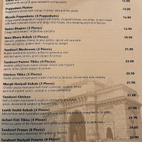 Starters Menu at Bombay Palace in Queenstown