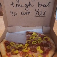 Love the little messages at Nags Head Pizza Company in Nags Head