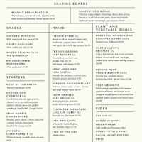 Dinner menu per October 2023 at The Cloth Ear in Belfast
