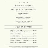 Dessert menu per October 2023 at The Cloth Ear in Belfast