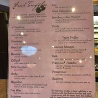Truffle menu at Harbor Candy Shop in Ogunquit