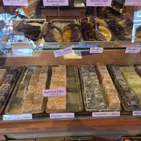 Vegan options marked with "V" at Harbor Candy Shop in Ogunquit