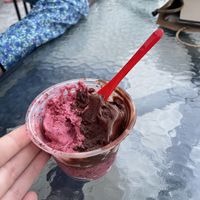 Maine blueberry and chocolate noir sorbetto  at The Gelato Fiasco in Brunswick