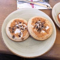 Mushrooms and vegan cheese  at Pancake House TLV in Tel Aviv