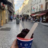 Blackberry and strawberry sorbet at Grom - Montorgueil in Paris