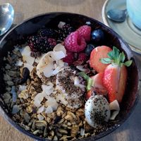 Açaí breakfast bowl at The Fuchsia Caffe in Tenby