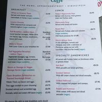 Menu 1 at The Fuchsia Caffe in Tenby