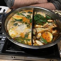 vegan hot pot with curry and ma la soup (very spicy!)  at Mama Liu and Sons in Vienna