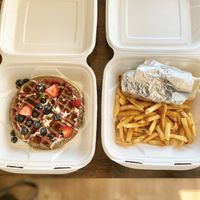 Waffle & breakfast burrito  at Off The Griddle - Southeast in Portland