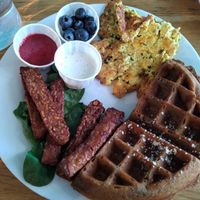 Awesome Plate with berries and cream at Off The Griddle - Southeast in Portland